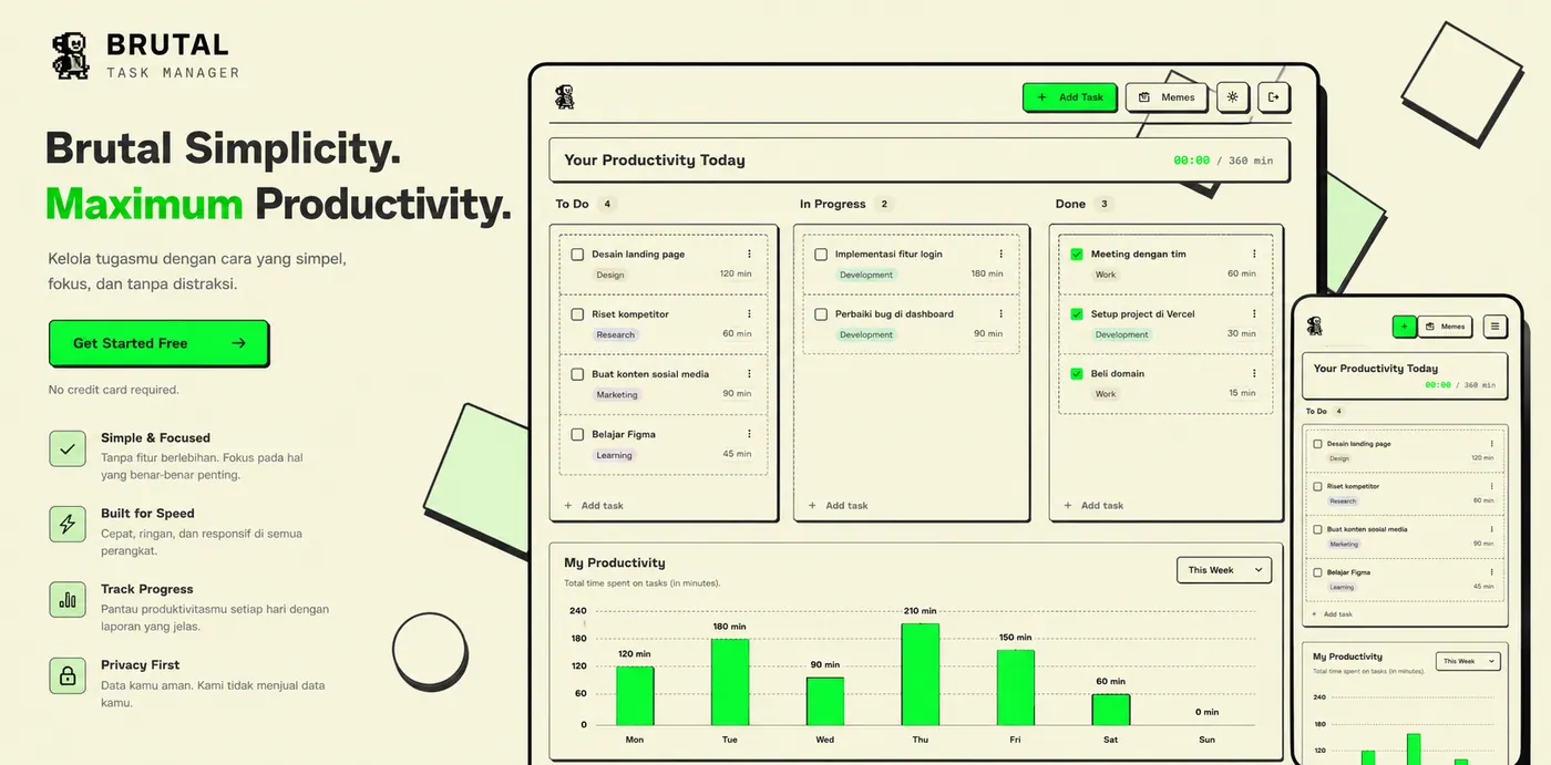 Brutal Task Manager portfolio preview